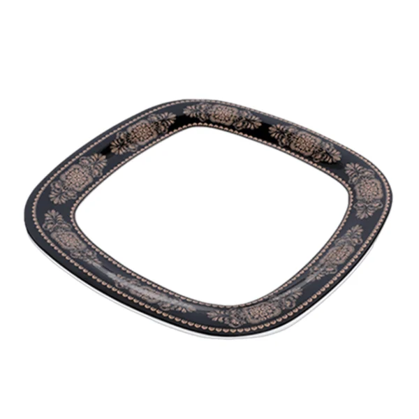 Italiano-Melamine-Square-Plate-11inch-Black-Gold